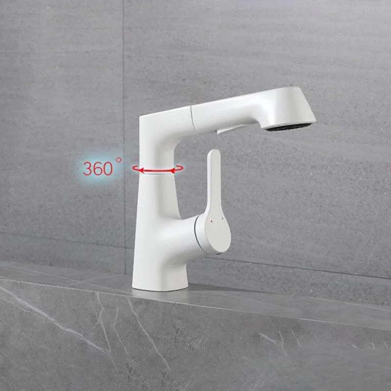 White Pull-out Bathroom Sink Tap Hot and Cold Water Adjustable Hand Held Tap -Bathlova