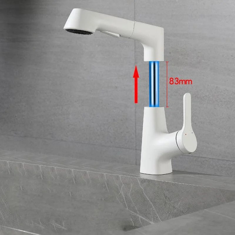 White Pull-out Bathroom Sink Tap Hot and Cold Water Adjustable Hand Held Tap -Bathlova