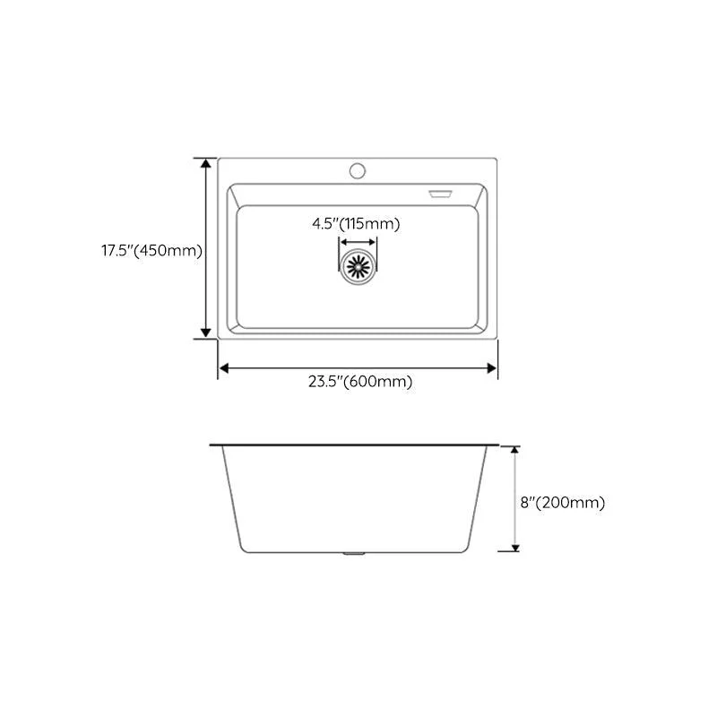 White Quartz Kitchen Sink Rectangle Single Bowl Sink with Basket Strainer -Bathlova