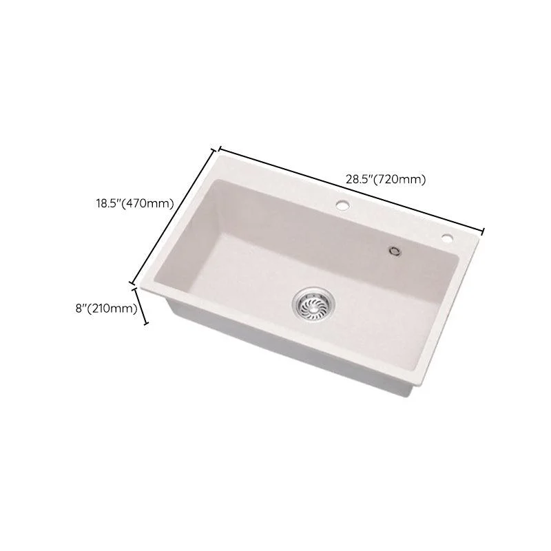 White Quartz Kitchen Sink Single Bowl Sink with Basket Strainer -Bathlova