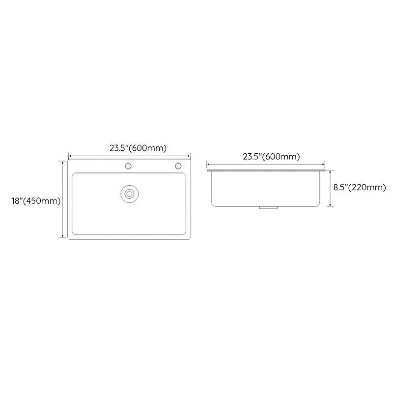 White Rectangle Kitchen Sink 2 Holes Drop-In Contemporary Sink -Bathlova