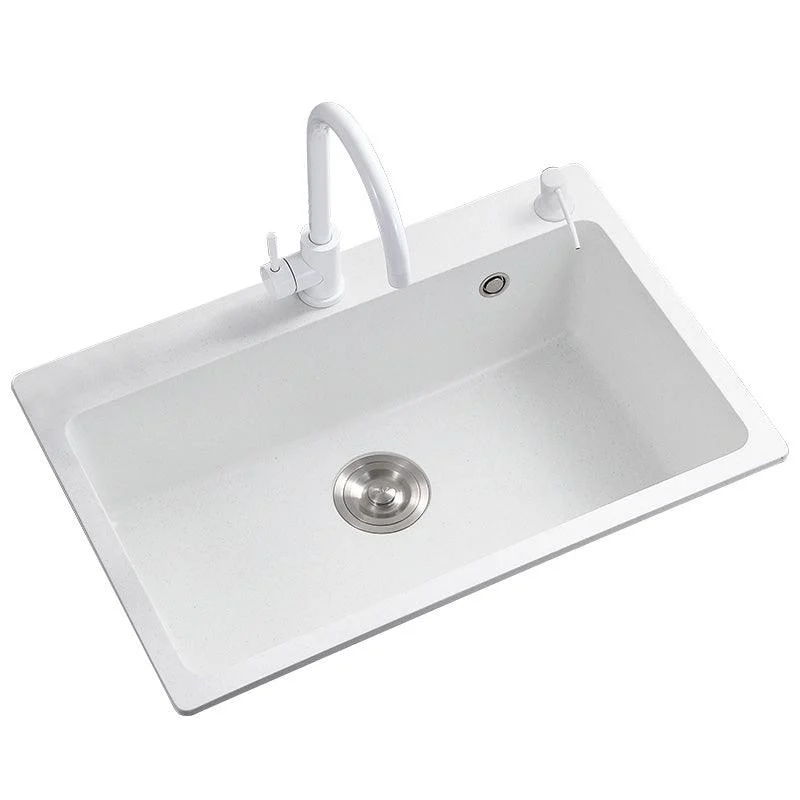 White Rectangle Kitchen Sink 2 Holes Drop-In Contemporary Sink -Bathlova