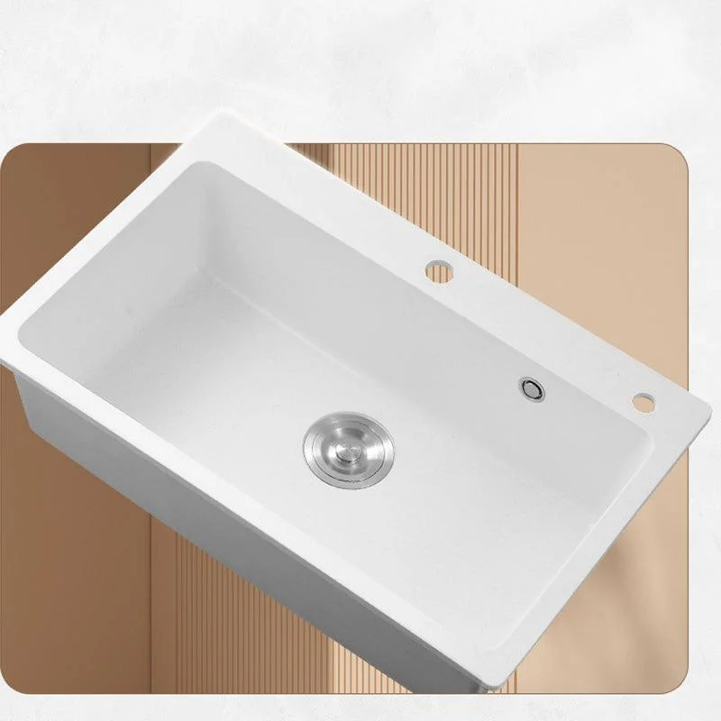 White Rectangle Kitchen Sink 2 Holes Drop-In Contemporary Sink -Bathlova