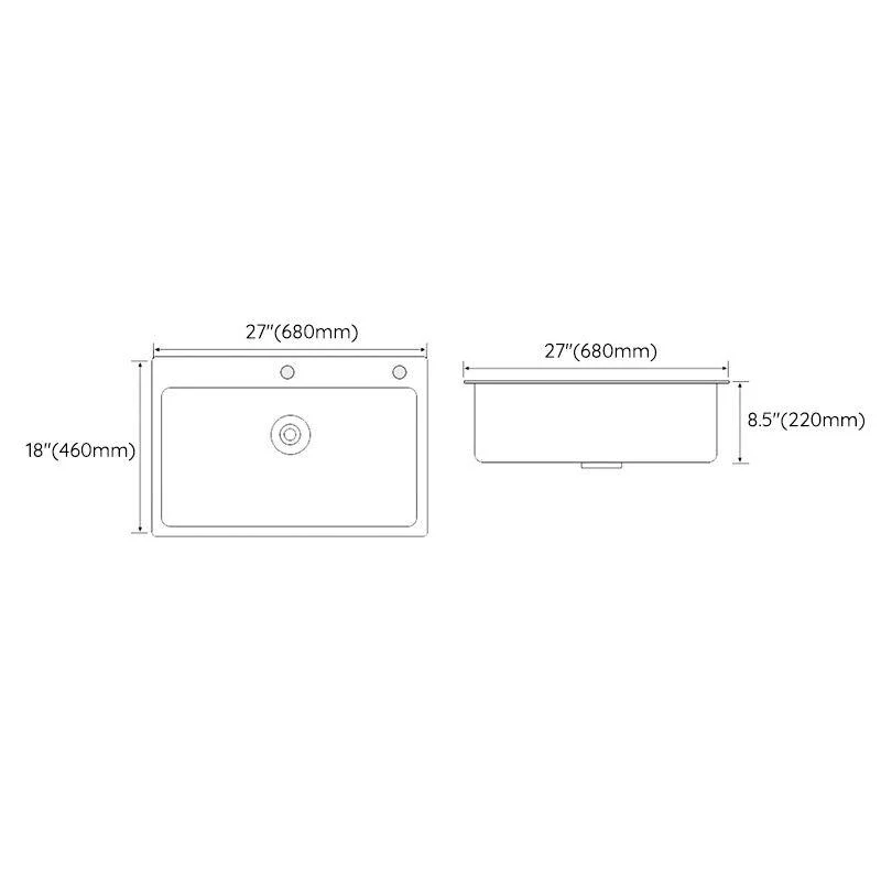 White Rectangle Kitchen Sink 2 Holes Drop-In Contemporary Sink -Bathlova