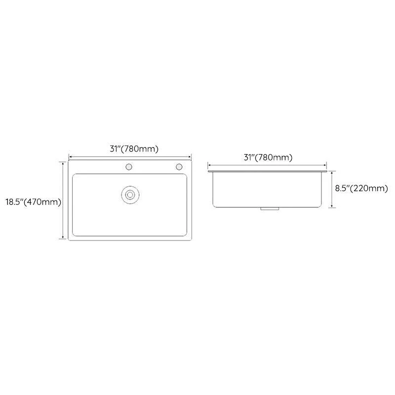 White Rectangle Kitchen Sink 2 Holes Drop-In Contemporary Sink -Bathlova