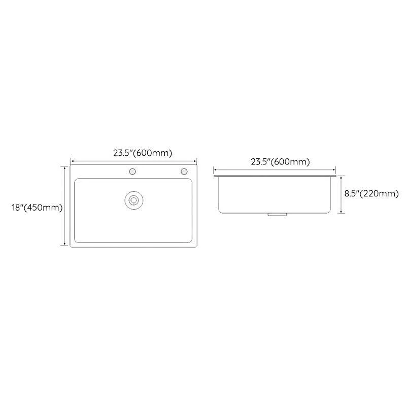 White Rectangle Kitchen Sink 2 Holes Drop-In Contemporary Sink -Bathlova