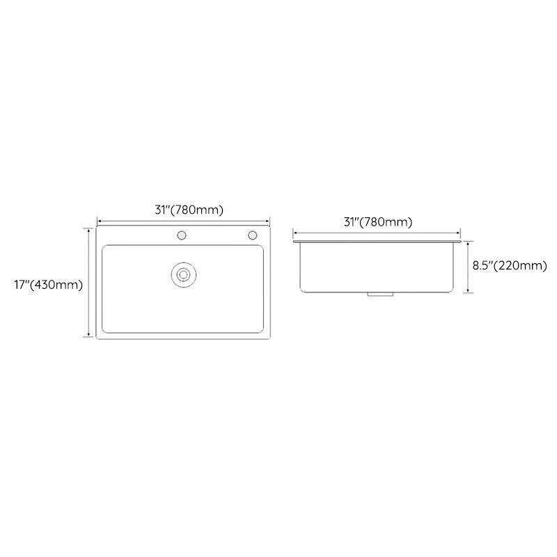 White Rectangle Kitchen Sink 2 Holes Drop-In Contemporary Sink -Bathlova