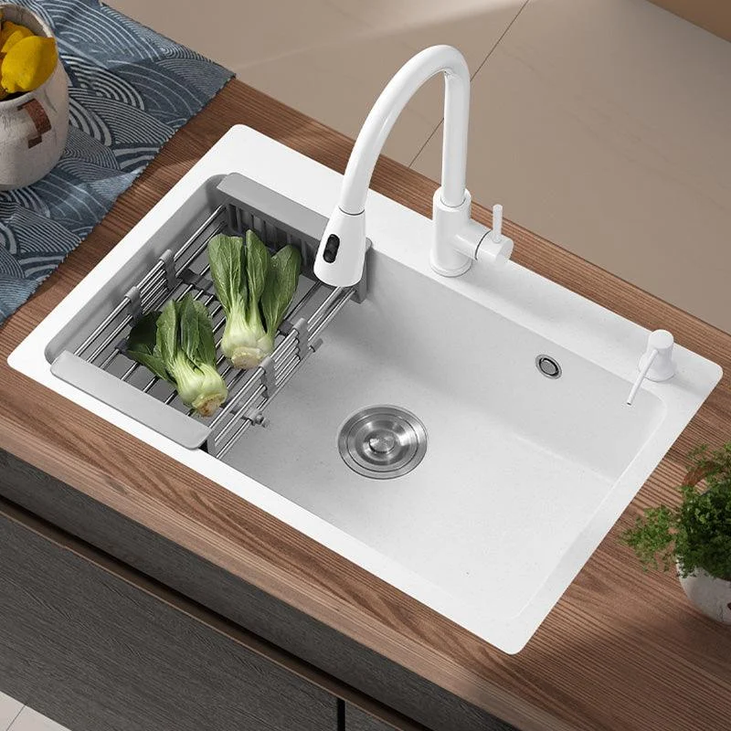 White Rectangle Kitchen Sink 2 Holes Drop-In Contemporary Sink -Bathlova