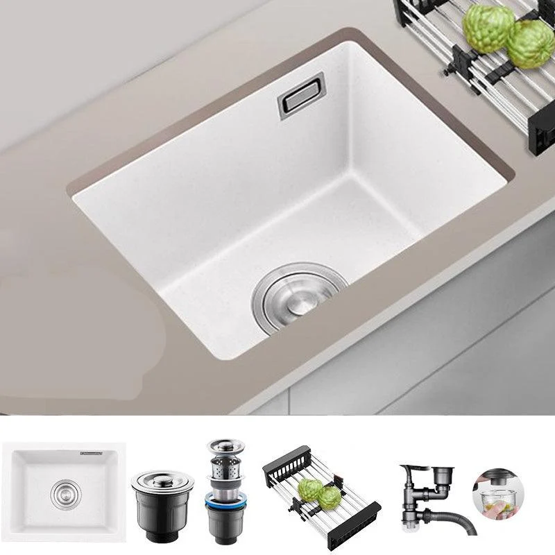 White Rectangle Kitchen Sink with Tap Single Bowl Quartz Sink -Bathlova