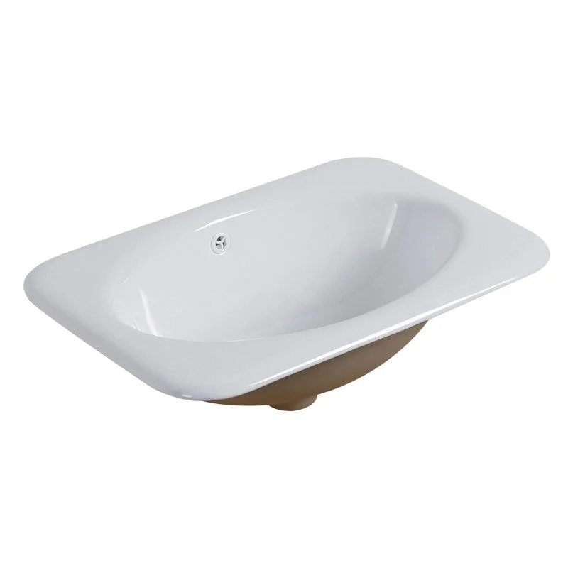 White Rectangular Bathroom Sink with Overflow Porcelain Drop-in Sink -Bathlova