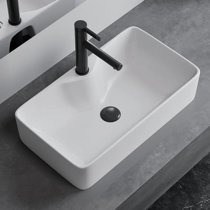 White Rectangular Trough Bathroom Sink Modern Trough Bathroom Sink -Bathlova