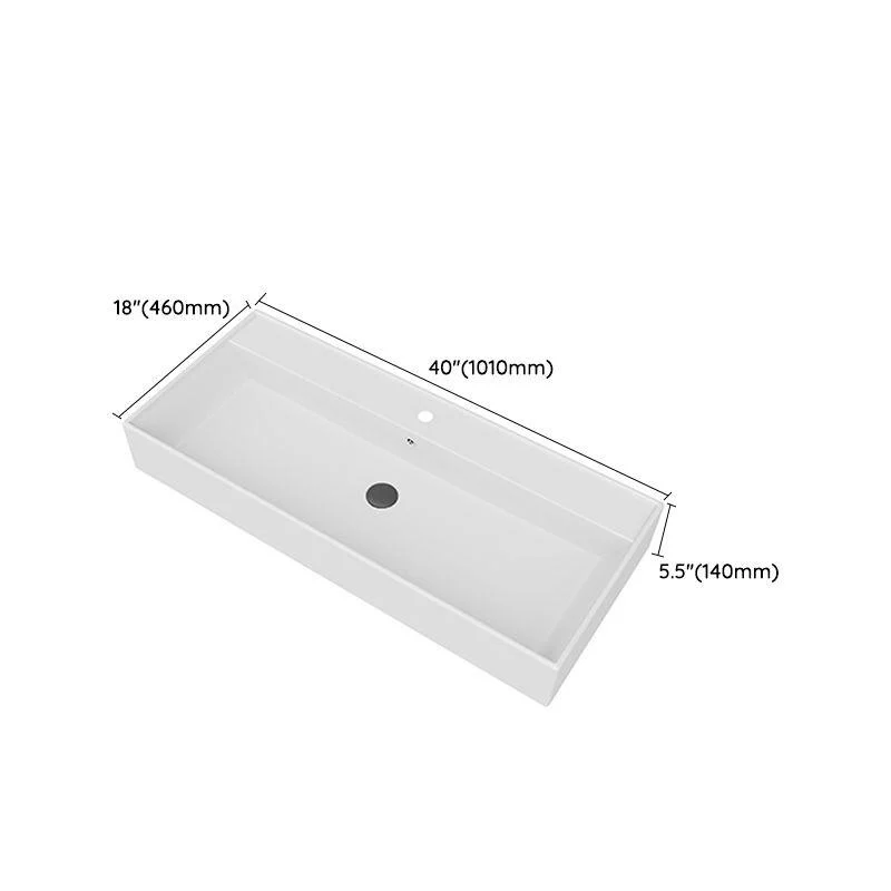 White Rectangular Trough Bathroom Sink Modern Trough Bathroom Sink -Bathlova