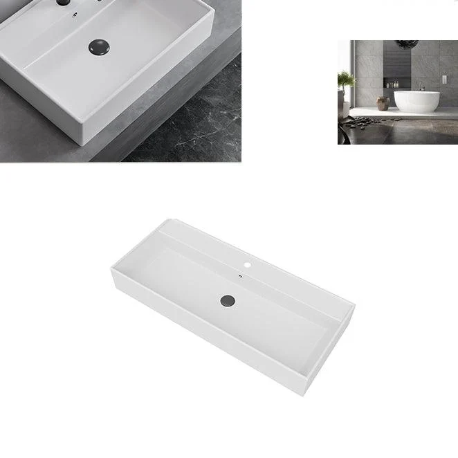 White Rectangular Trough Bathroom Sink Modern Trough Bathroom Sink -Bathlova