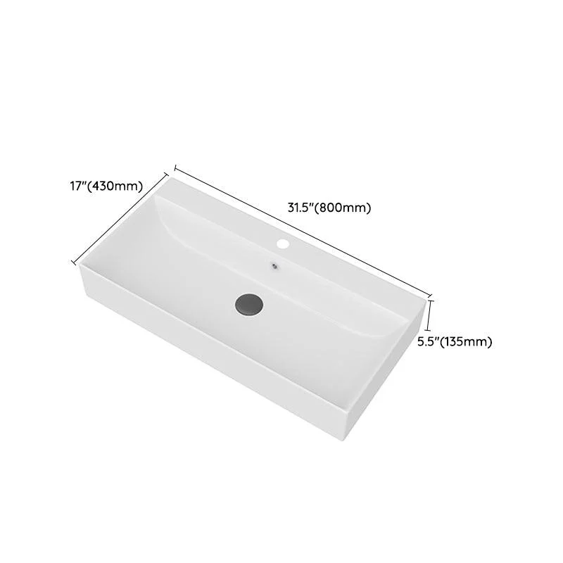 White Rectangular Trough Bathroom Sink Modern Trough Bathroom Sink -Bathlova