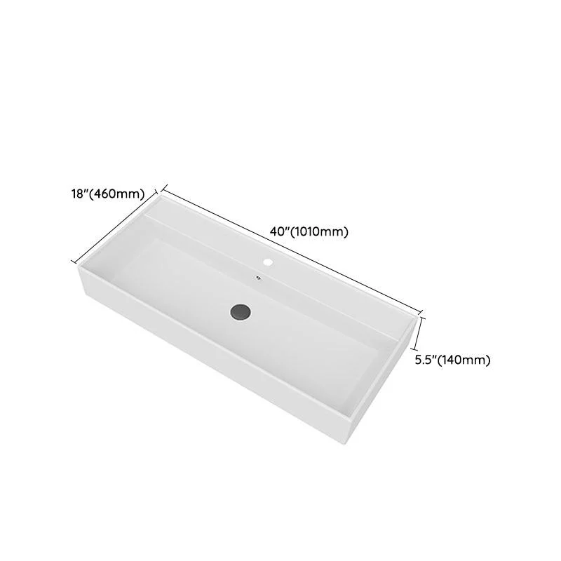 White Rectangular Trough Bathroom Sink Modern Trough Bathroom Sink -Bathlova