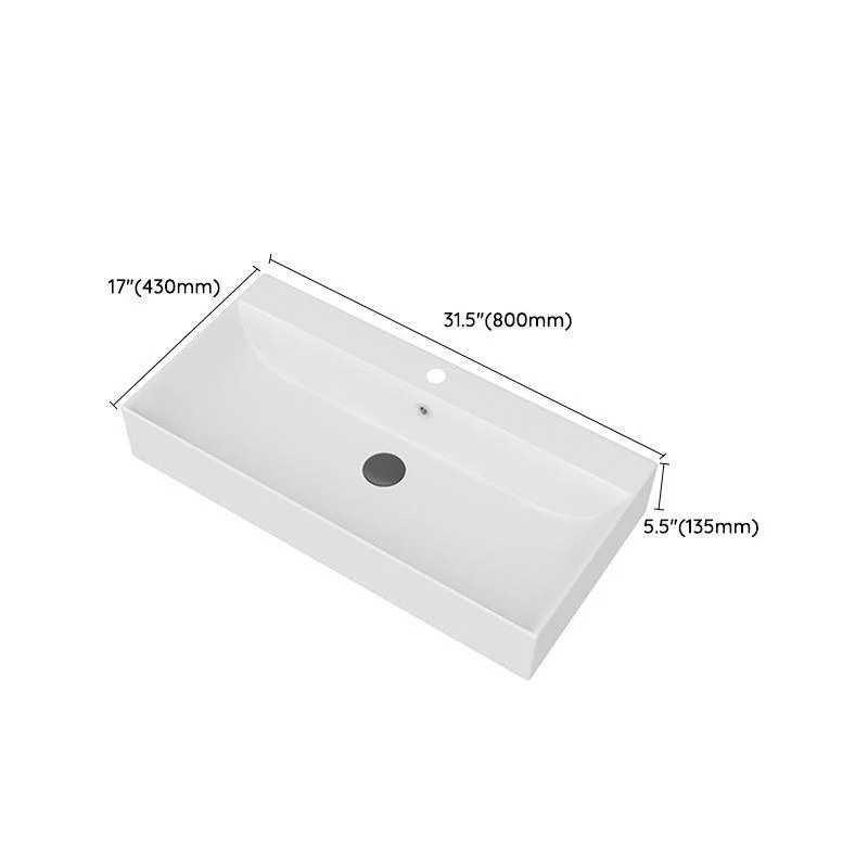 White Rectangular Trough Bathroom Sink Modern Trough Bathroom Sink -Bathlova