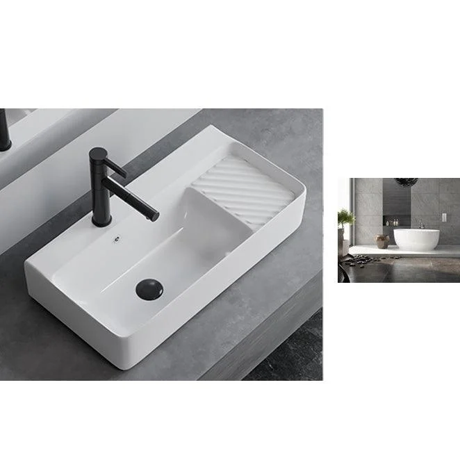 White Rectangular Trough Bathroom Sink Modern Trough Bathroom Sink -Bathlova