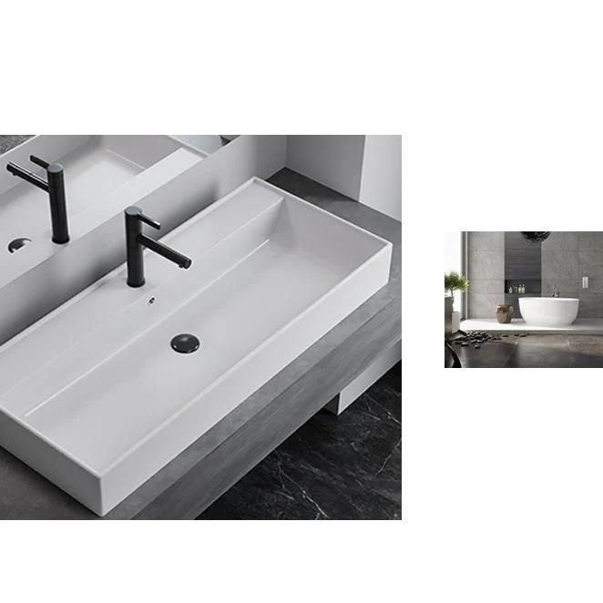 White Rectangular Trough Bathroom Sink Modern Trough Bathroom Sink -Bathlova