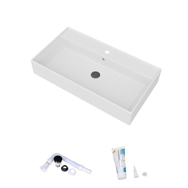 White Rectangular Trough Bathroom Sink Modern Trough Bathroom Sink -Bathlova