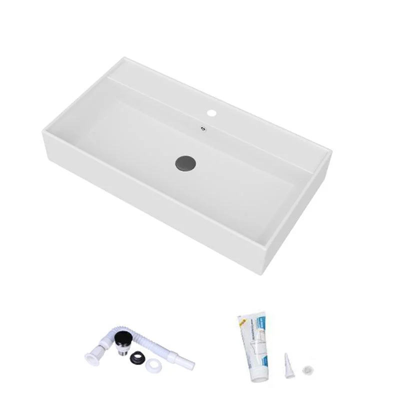 White Rectangular Trough Bathroom Sink Modern Trough Bathroom Sink -Bathlova