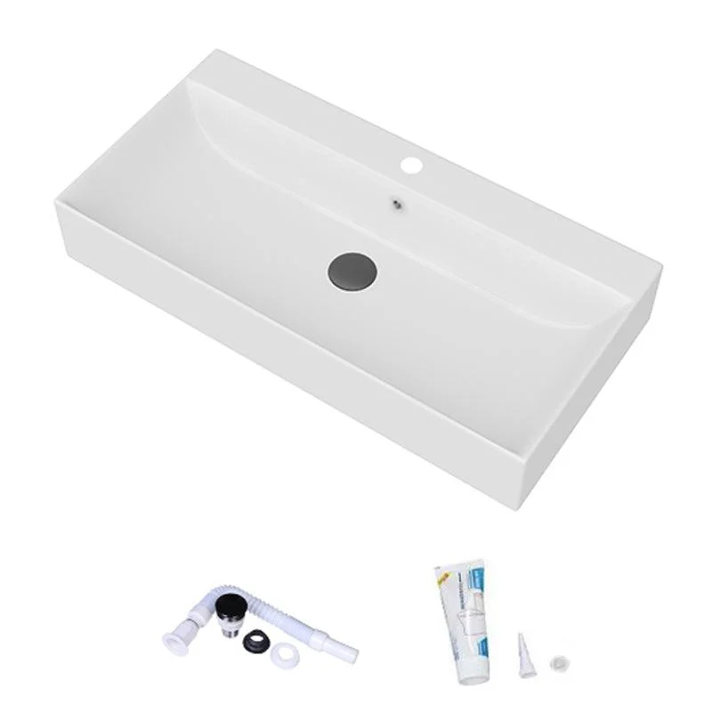 White Rectangular Trough Bathroom Sink Modern Trough Bathroom Sink -Bathlova