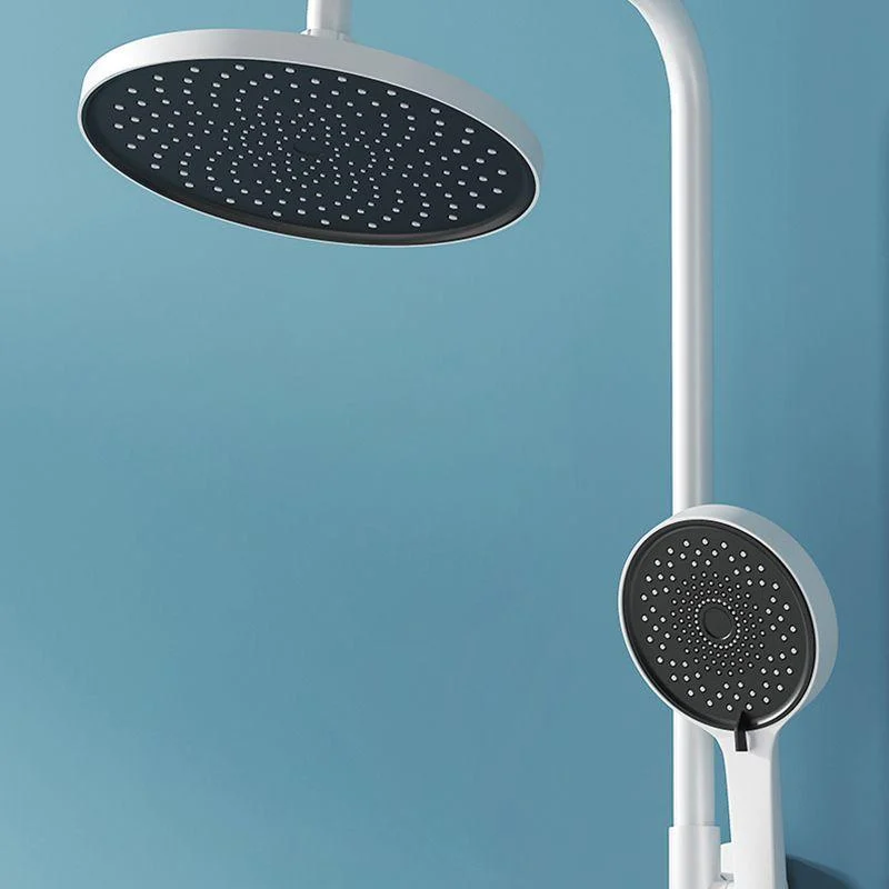 White Round Metal Shower Tap Valve Included Shower Head Shower on Wall -Bathlova