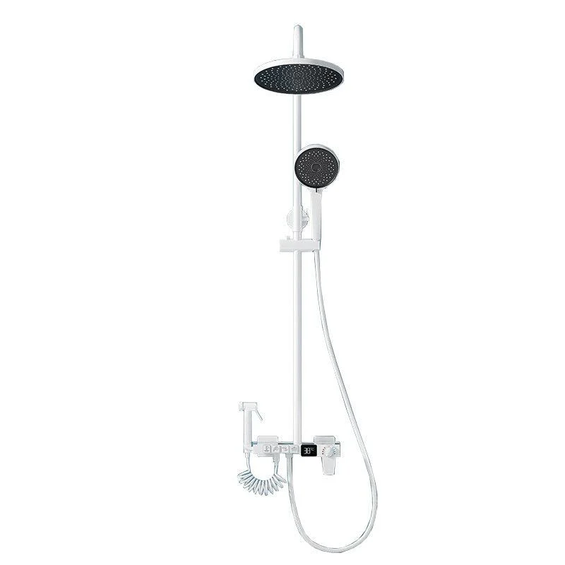 White Round Metal Shower Tap Valve Included Shower Head Shower on Wall -Bathlova