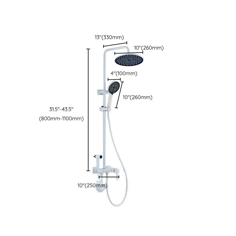 White Round Metal Shower Tap Valve Included Shower Head Shower on Wall -Bathlova