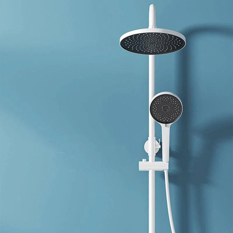 White Round Metal Shower Tap Valve Included Shower Head Shower on Wall -Bathlova