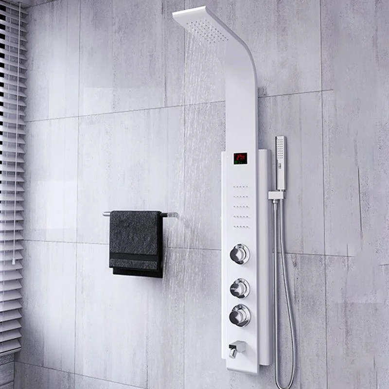 White Shower Screen Set Smart Constant Temperature Bathroom Waterfall Rain Shower Head -Bathlova