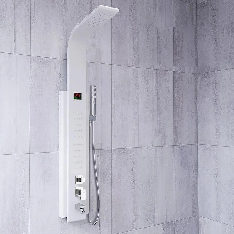 White Shower Screen Set Smart Constant Temperature Bathroom Waterfall Rain Shower Head -Bathlova