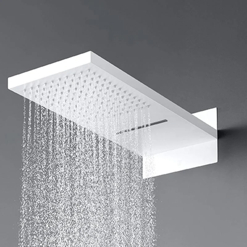 White Shower Set into The Wall Concealed Waterfall Thermostatic Shower Set Full Copper -Bathlova