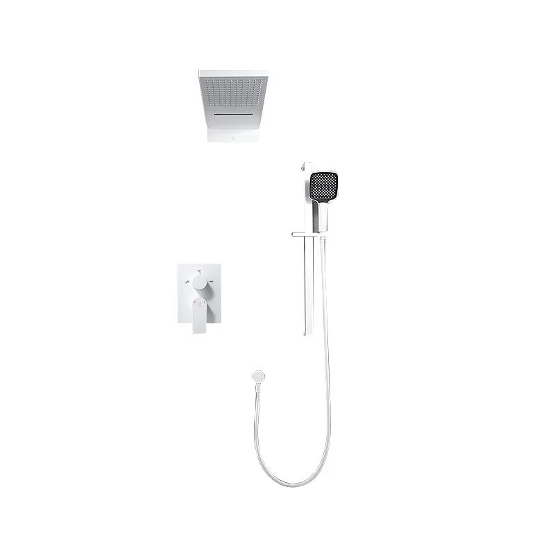 White Shower Set into The Wall Concealed Waterfall Thermostatic Shower Set Full Copper -Bathlova