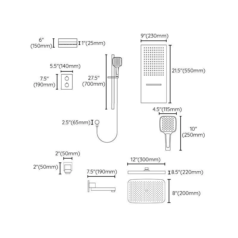 White Shower Set into The Wall Concealed Waterfall Thermostatic Shower Set Full Copper -Bathlova