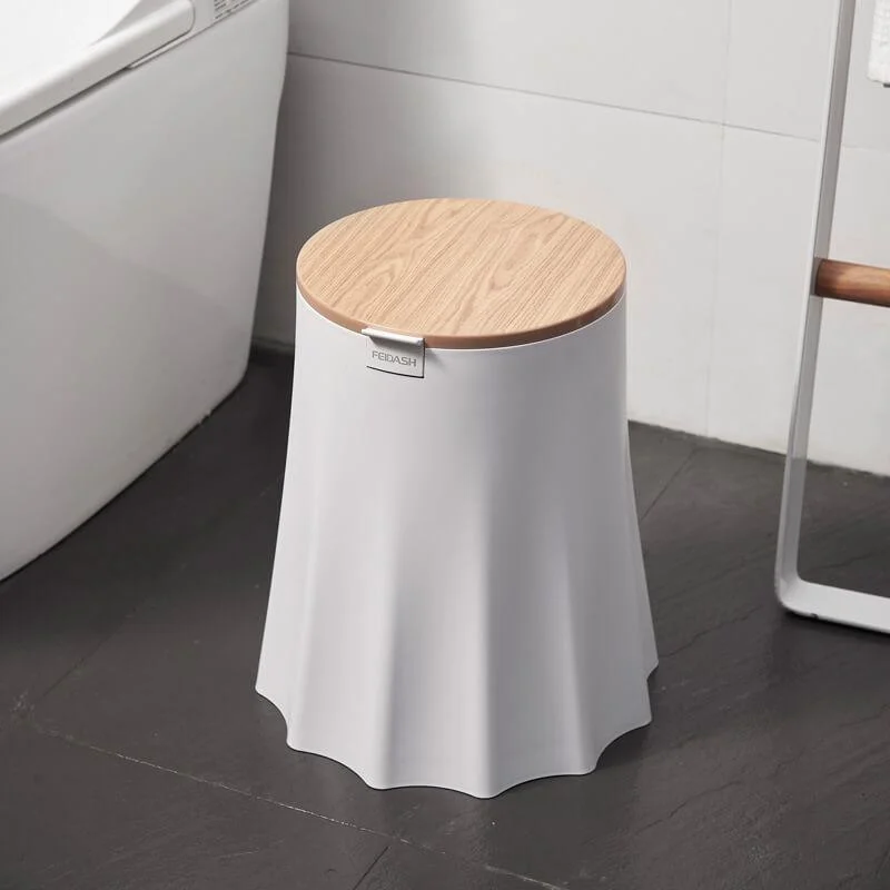 White Tree Stump Trash Can -Bathlova