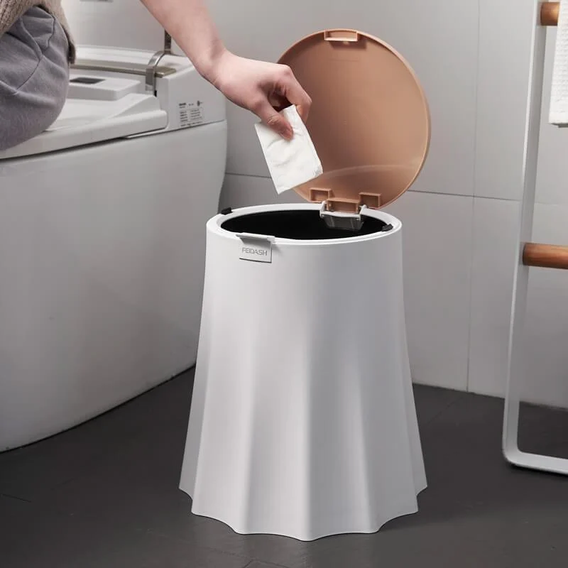 White Tree Stump Trash Can -Bathlova