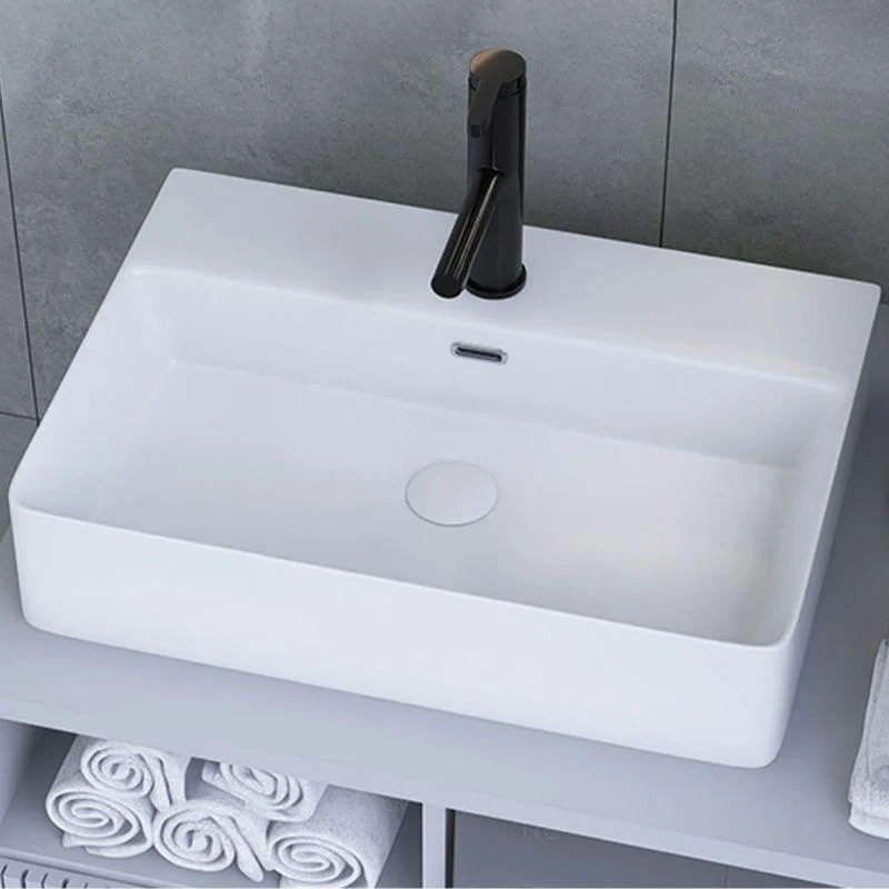 White Trough Bathroom Sink Rectangle Ceramic Trough Bathroom Sink -Bathlova