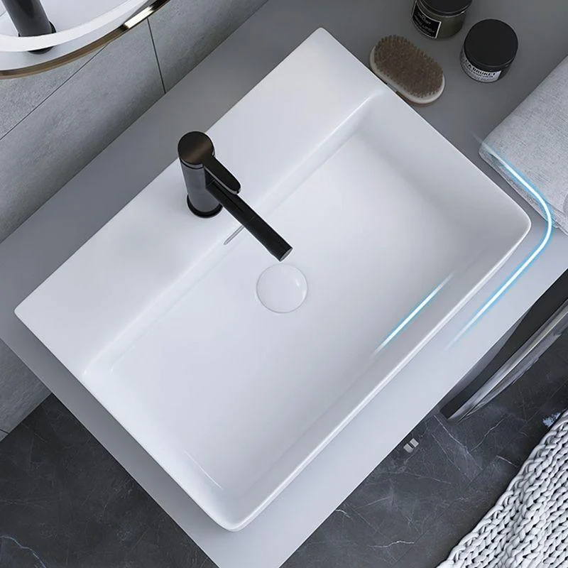 White Trough Bathroom Sink Rectangle Ceramic Trough Bathroom Sink -Bathlova