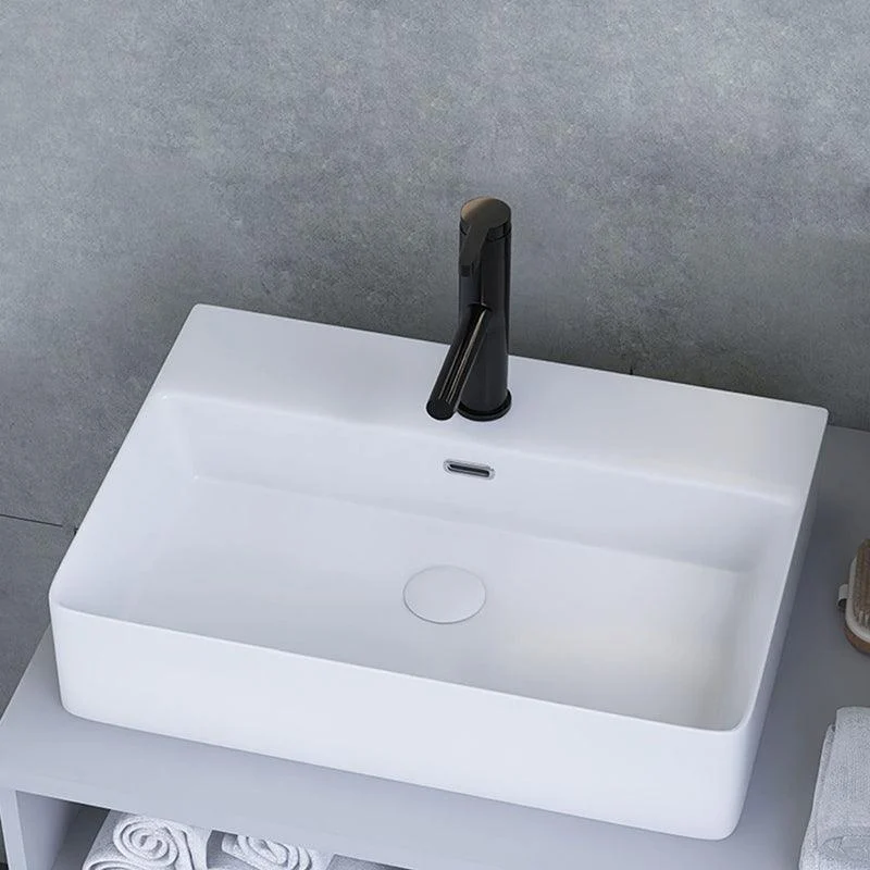 White Trough Bathroom Sink Rectangle Ceramic Trough Bathroom Sink -Bathlova