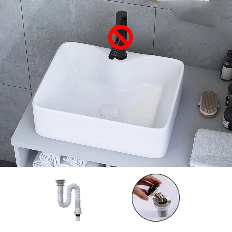 White Trough Bathroom Sink Rectangle Ceramic Trough Bathroom Sink -Bathlova