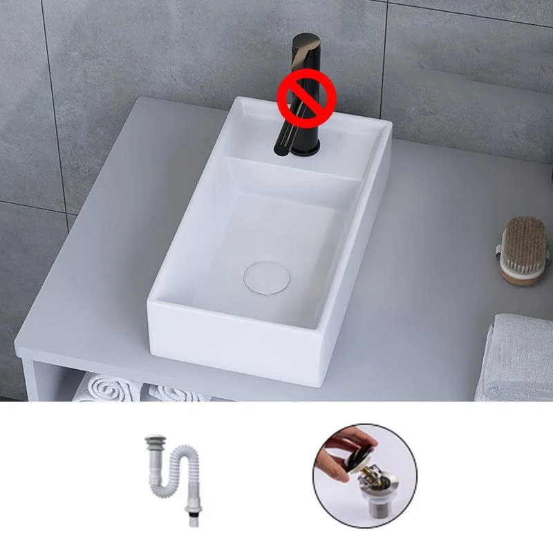 White Trough Bathroom Sink Rectangle Ceramic Trough Bathroom Sink -Bathlova