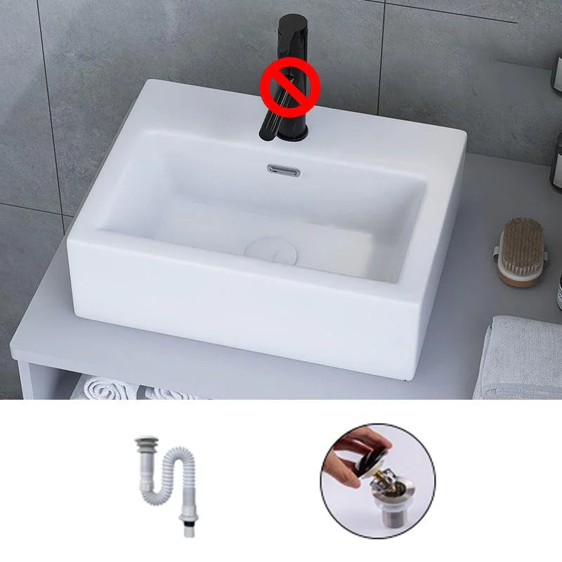 White Trough Bathroom Sink Rectangle Ceramic Trough Bathroom Sink -Bathlova