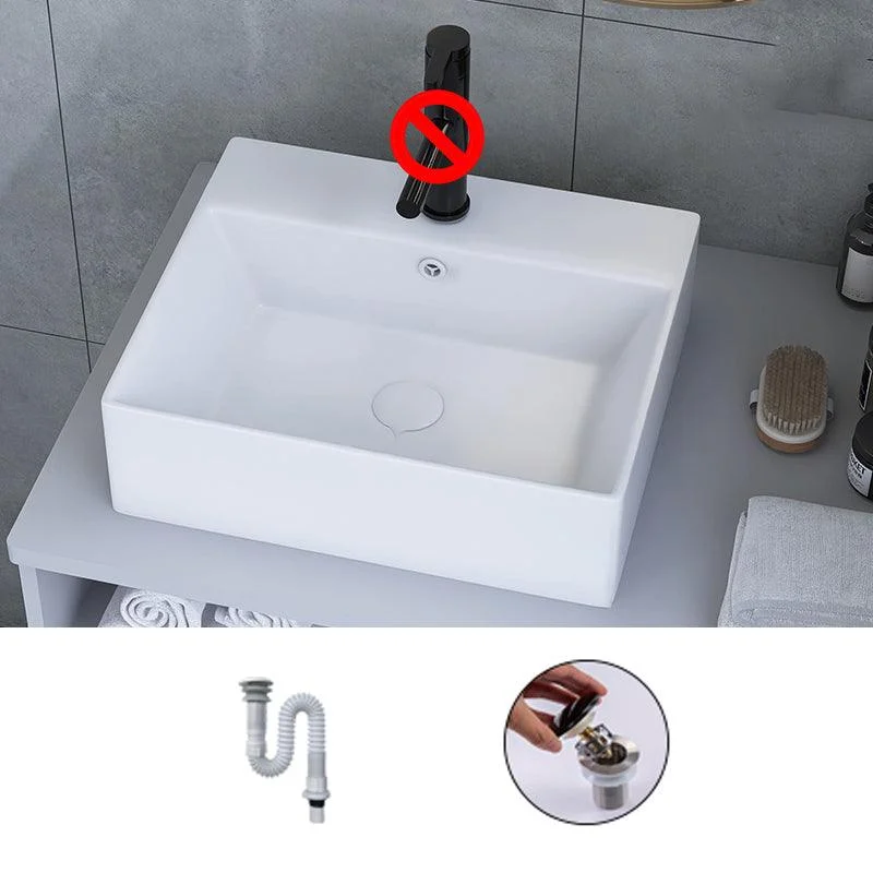 White Trough Bathroom Sink Rectangle Ceramic Trough Bathroom Sink -Bathlova