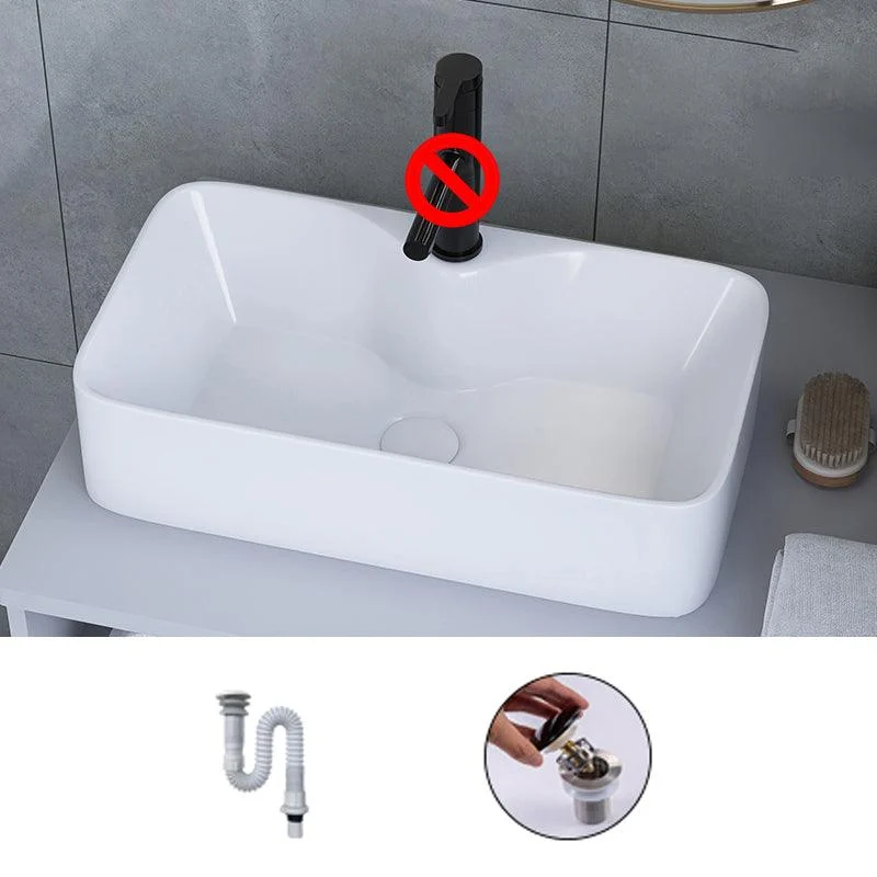 White Trough Bathroom Sink Rectangle Ceramic Trough Bathroom Sink -Bathlova