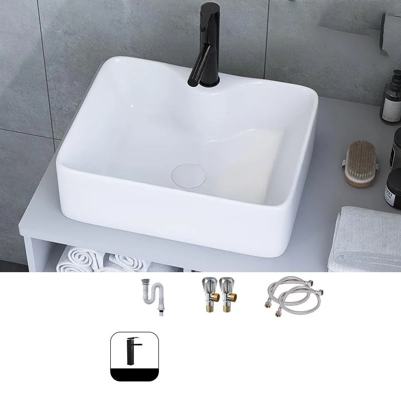 White Trough Bathroom Sink Rectangle Ceramic Trough Bathroom Sink -Bathlova