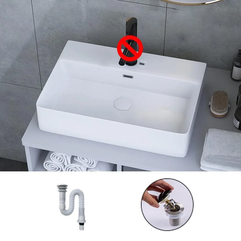 White Trough Bathroom Sink Rectangle Ceramic Trough Bathroom Sink -Bathlova