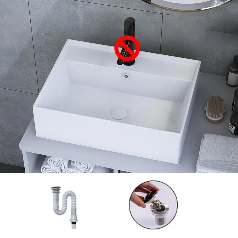 White Trough Bathroom Sink Rectangle Ceramic Trough Bathroom Sink -Bathlova