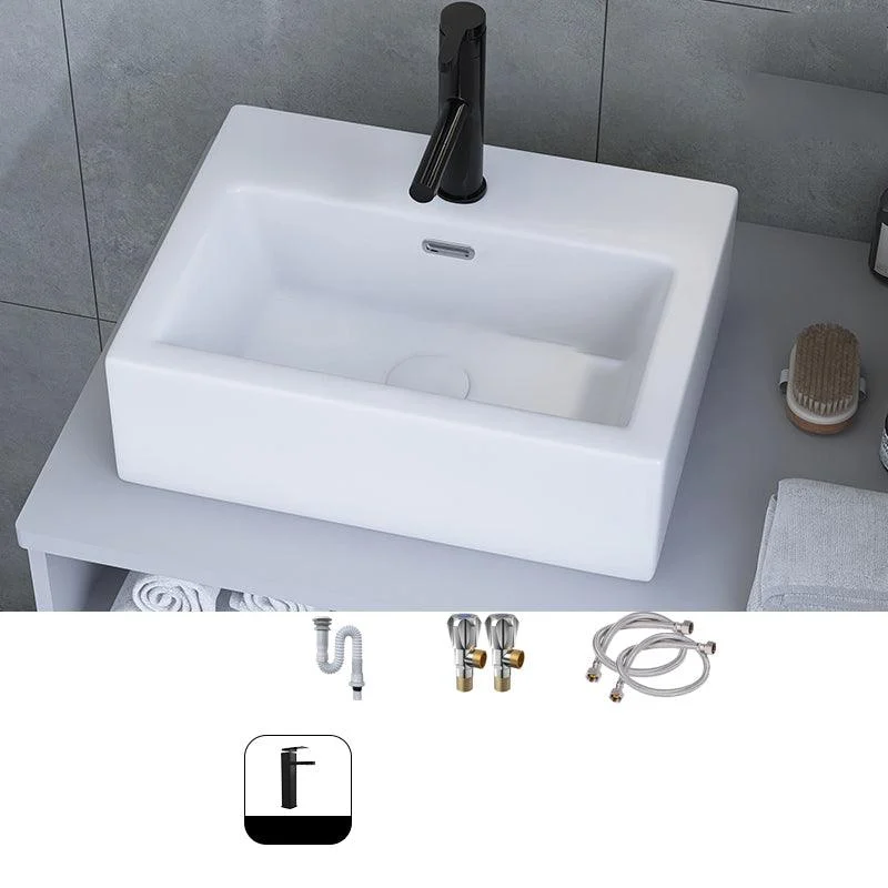 White Trough Bathroom Sink Rectangle Ceramic Trough Bathroom Sink -Bathlova