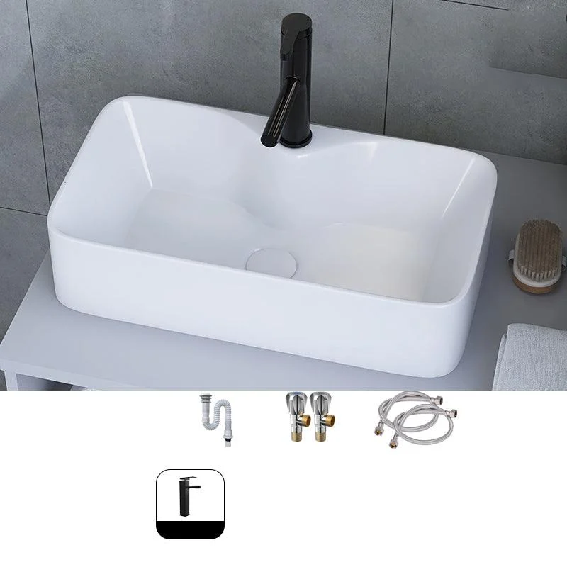 White Trough Bathroom Sink Rectangle Ceramic Trough Bathroom Sink -Bathlova