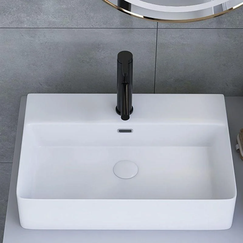 White Trough Bathroom Sink Rectangle Ceramic Trough Bathroom Sink -Bathlova